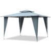 11.5ft x 11.5ft Steel Gazebo Canopy Awning Tent Gray - Image 2