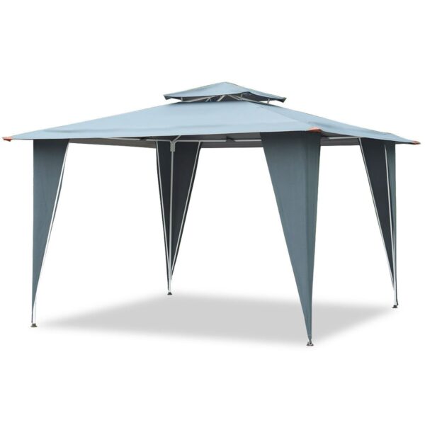 11.5ft x 11.5ft Steel Gazebo Canopy Awning Tent Gray - Image 2