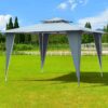 11.5ft x 11.5ft Steel Gazebo Canopy Awning Tent Gray - Image 4