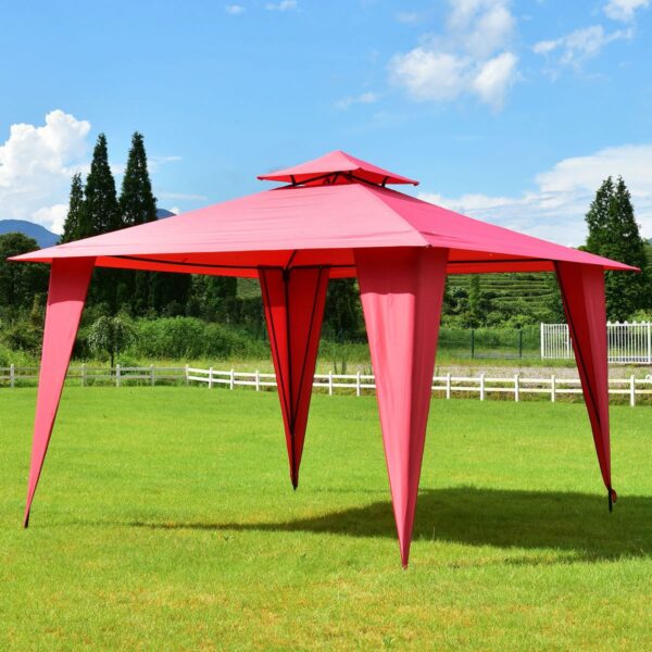 11ft x 11ft Steel Gazebo Canopy Tent Party Red - Image 3