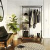 Farmhouse 5 Tier Laundry Pipe Garment Closet Rack Wheels - Image 2