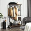 Farmhouse 5 Tier Laundry Pipe Garment Closet Rack Wheels - Image 3