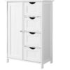 4 Drawer Adjustable Shelf White Bathroom Storage Cabinet