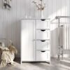 4 Drawer Adjustable Shelf White Bathroom Storage Cabinet - Image 2