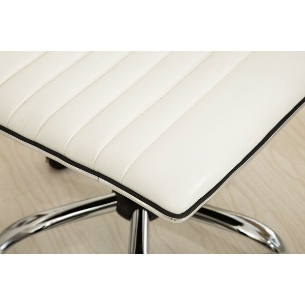 Heavy Duty White Channel-Tufted Conference Chair - Image 2