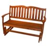 4-Ft Outdoor Patio Garden Love-seat Glider Chair in Natural Eucalyptus Wood - Image 2