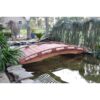 Japanese Style Functional 4-Ft Wood Garden Bridge in Outdoor Sealed Redwood - Image 3