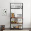Modern Metal Wood 4-Shelf Kitchen Baker's Rack Microwave Stand - Image 3