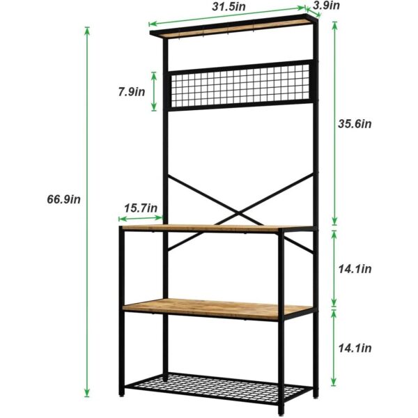 Modern Metal Wood 4-Shelf Kitchen Baker's Rack Microwave Stand - Image 4