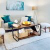 Modern 2-Tier Coffee Table with Magazine Book Holder Sling in Brown Wood Finish - Image 3