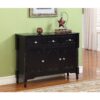 Solid Wood Black Finish Sideboard Console Table with Storage Drawers - Image 2