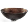 Modern 16.5 inch Round Copper Color Glass Vessel Sink - Image 3