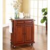 Stainless Steel Top Portable Kitchen Island Cart in Classic Cherry - Image 2