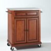 Stainless Steel Top Portable Kitchen Island Cart in Classic Cherry - Image 3