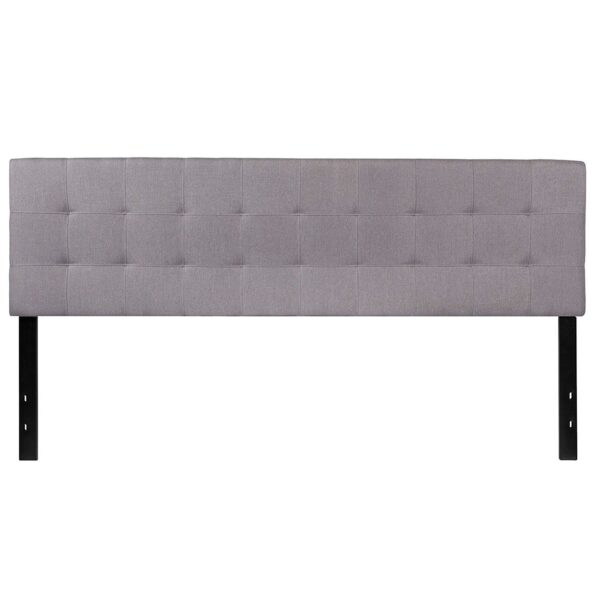 King size Modern Light Grey Fabric Upholstered Panel Headboard - Image 2