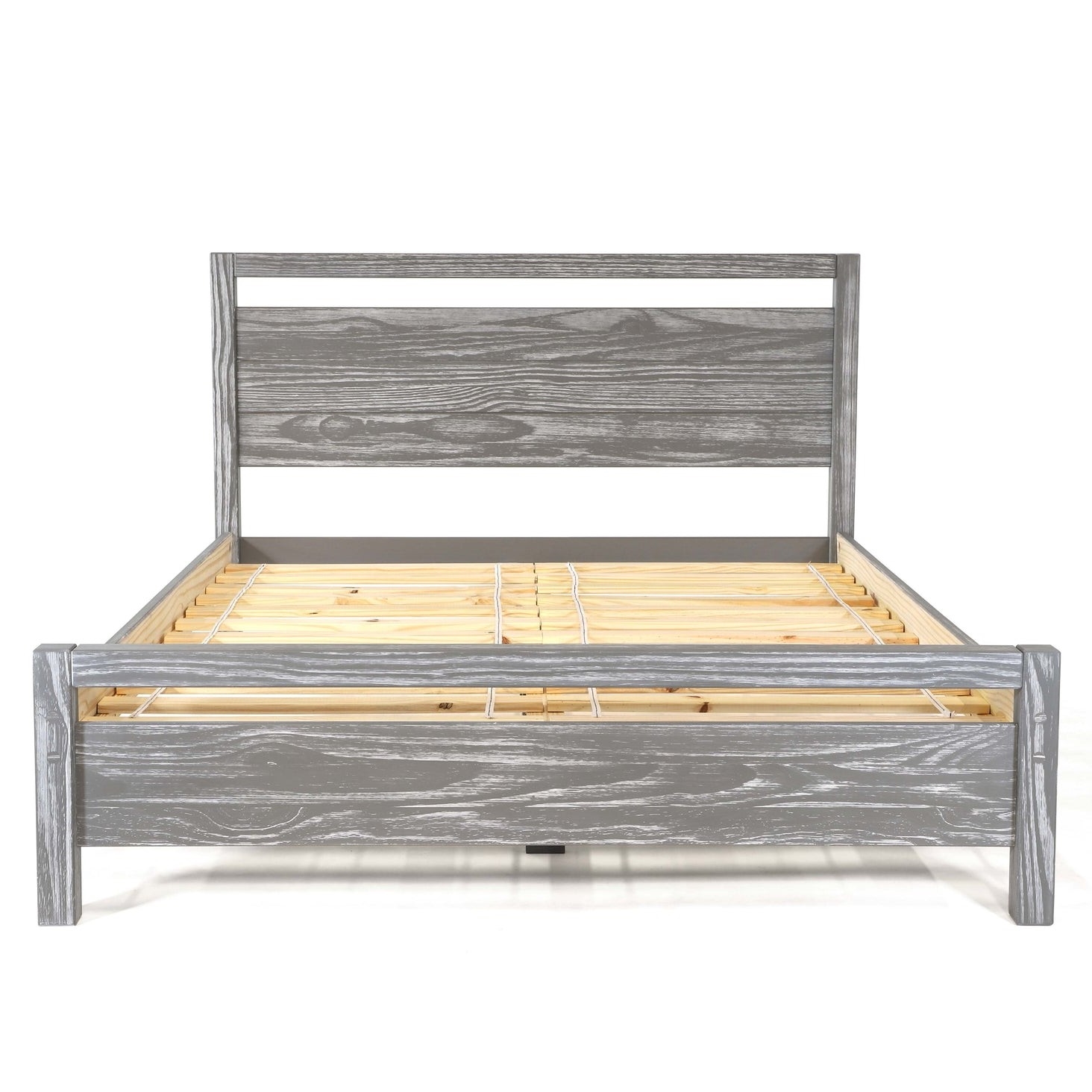 King Size FarmHouse Traditional Rustic Gray Platform Bed - Image 2