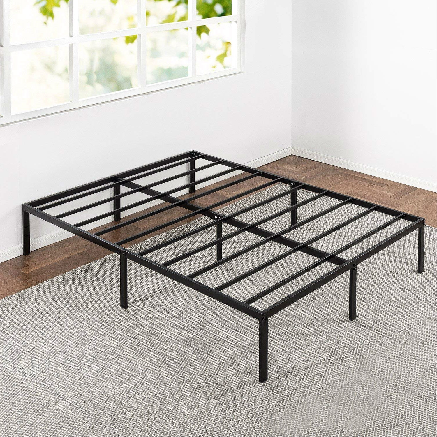 King size Modern Black Metal Heavy Duty Platform Bed Frame - Image 3