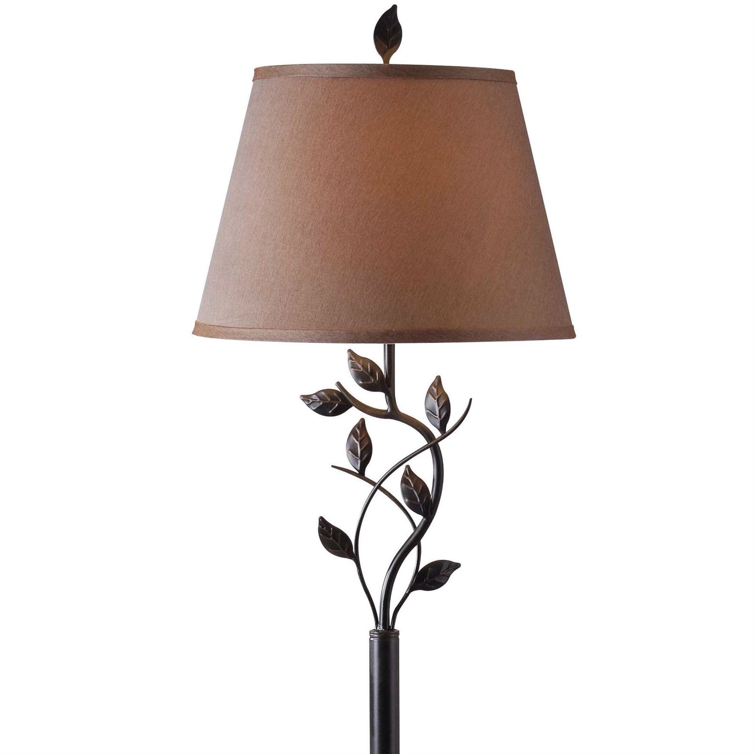 Vine Leaves Rubbed Bronze Finish Floor Lamp with 15-inch Gold Tapered Shade - Image 2