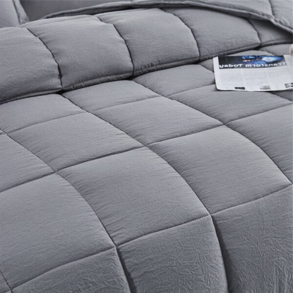 King Size Grey 3 Piece Microfiber Reversible Comforter Set - Image 3
