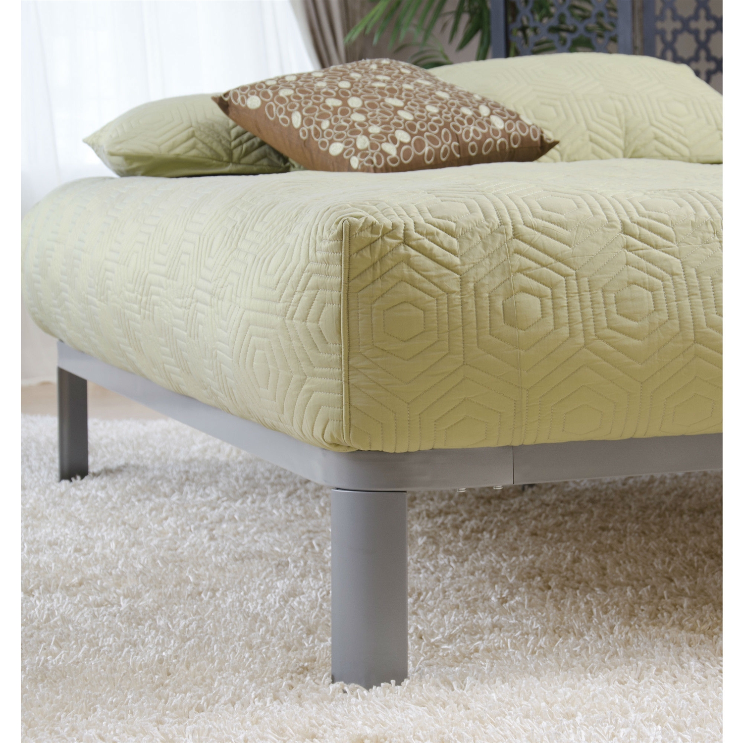 King size Luna Metal Platform Bed Frame with Wood Slats - Image 2