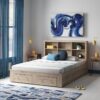 King Size Rustic Oak FarmHouse Low Profile 2 Drawer Storage Platform Bed - Image 4