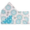 King size 3-Piece Cotton Quit Set in Aqua Blue White and Grey Floral Pattern - Image 4