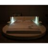 King size Round White Faux Leather Platform Bed with LED Headboard and Nightstands - Image 2