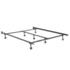 King size Heavy Duty 7-Leg Metal Bed Frame with Locking Rug Roller Casters Wheels - Image 4