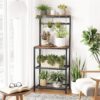 Modern Industrial Metal Wood Bakers Rack with Microwave Shelf - Image 5