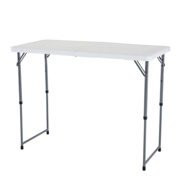 Adjustable Height White HDPE Folding Table with Powder Coated Steel Frame - Image 2