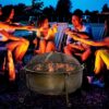 Large Wood Burning Fire Pit Cauldron Style Steel Bowl w/ BBQ Grill, Log Poker, and Mesh Screen Lid - Image 3