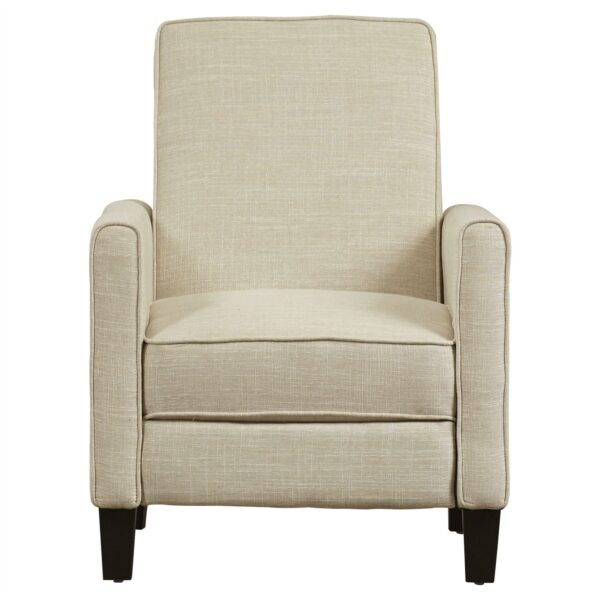 Club Chair Recliner Lounge in Light Beige Linen Upholstery - Image 3