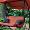 2-Seat Outdoor Porch Swing with Canopy in Terracotta Red - Image 2