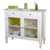 Antique White Sideboard Buffet Console Table with Glass Doors - Image 2