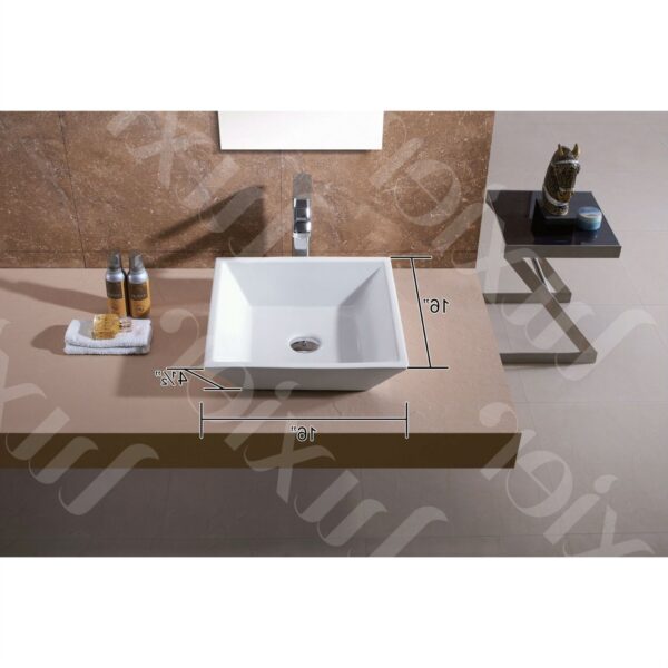 Contemporary White Ceramic Porcelain Vessel Bathroom Vanity Sink - 16 x 16-inch - Image 3