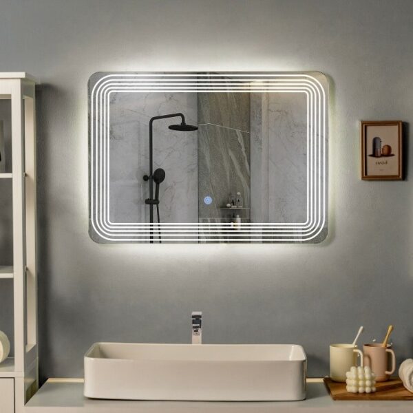 3 Tone LED Touch Sensor Wall Mounted Bathroom Mirror - Image 2
