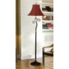 Contemporary 61-inch Tall Floor Lamp with Red and Gold Bell Shade - Image 3