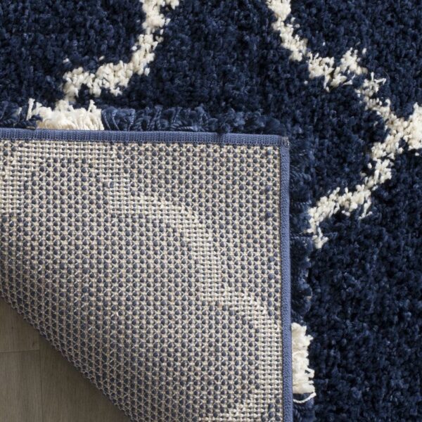 5'1" x 7'6" Shag Extra Plush Geometric Indoor Blue/Beige Area Rug - Image 4