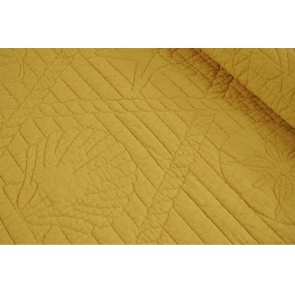 Full / Queen Amber Gold Sea Shells 3 Piece Cotton Quilt Set - Image 2