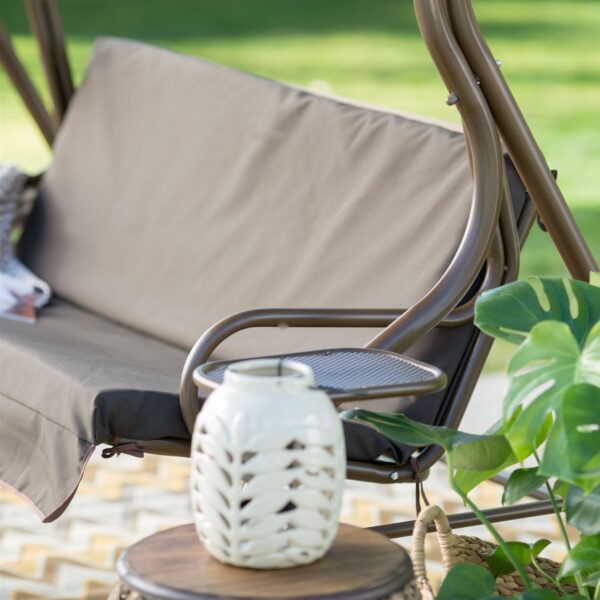 Outdoor Patio 2-Person Porch Swing with Adjustable Tilt Canopy and Side Table - Image 2