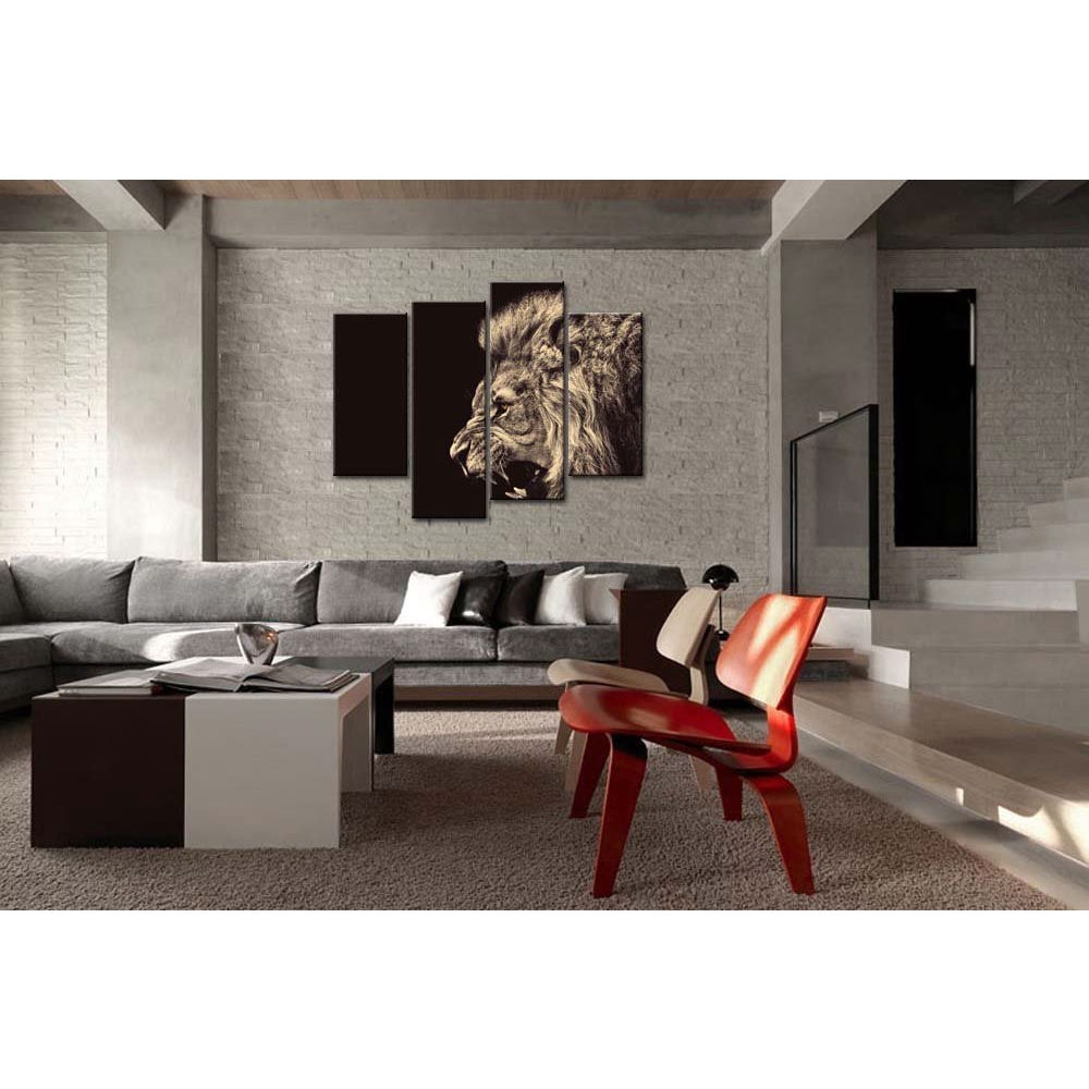 Roaring Lion Big Kitty 4-Panel Wall Art Picture Print on Canvas - Image 2