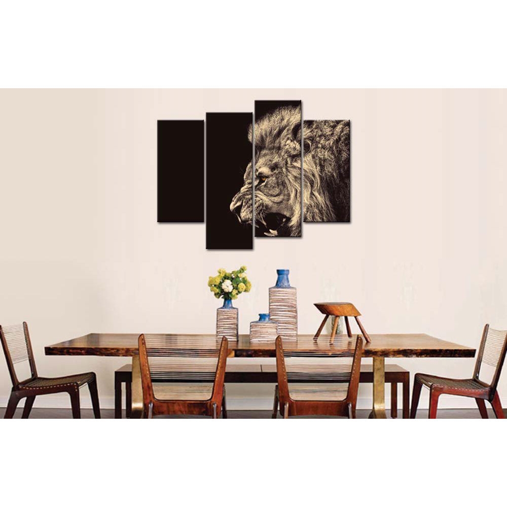 Roaring Lion Big Kitty 4-Panel Wall Art Picture Print on Canvas - Image 3