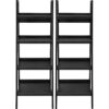 Set of 2 - Black 4-Shelf Modern Ladder Style Bookcases - Image 4