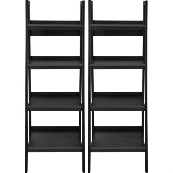 Set of 2 - Black 4-Shelf Modern Ladder Style Bookcases - Image 4