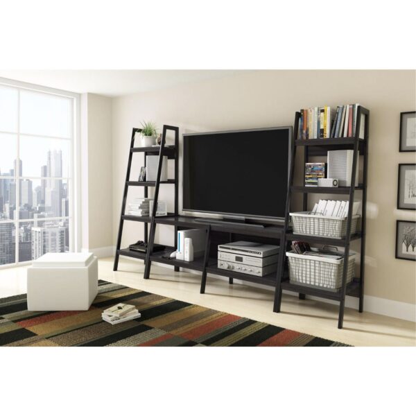 Set of 2 - Black 4-Shelf Modern Ladder Style Bookcases - Image 5
