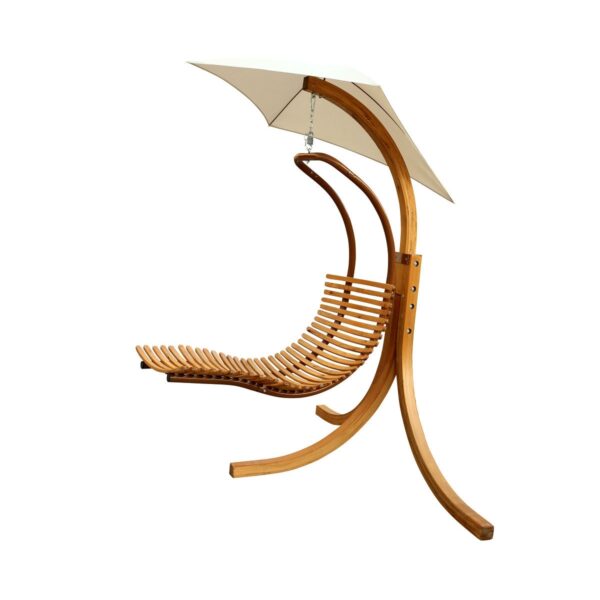 Modern Porch Swing Lounger Chair with Umbrella and Cushion - Image 3