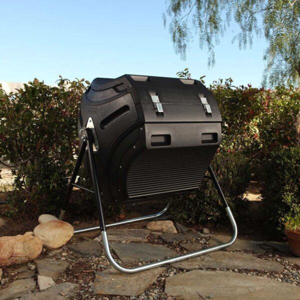 Heavy Duty HDPT Plastic 10 cubic ft. Compost Bin Tumbler with Steel Stand - Image 2