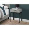 24in Modern End Table 1 Drawer Nightstand Grey with Black Metal Legs - Image 3