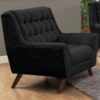 Modern Classic Mid-Century Style Black Upholstered Arm Chair - Image 2