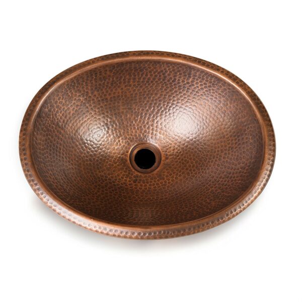 Hammered Copper Oval Bathroom Sink Vessel 17 x 13 inch - Image 2